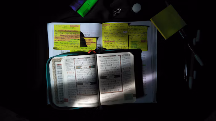 Quran on a stand for memorization and revision